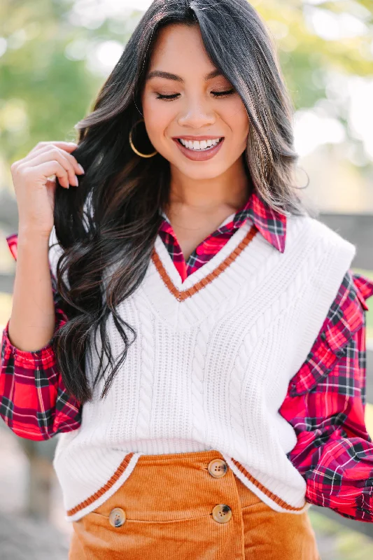 Find You Well White Varsity Sweater Vest Sequined Glittery Shiny