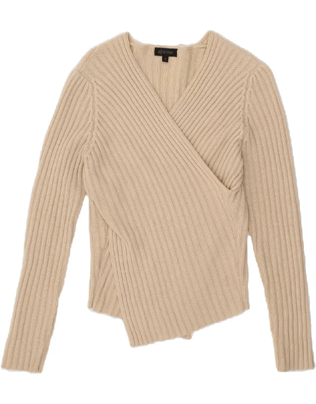 VINTAGE Womens V-Neck Jumper Sweater UK 10 Small Beige Wool Anti-Pilling Anti-Shrink Durable VINTAGE Womens V-Neck Jumper Sweater UK 10 Small Beige Wool Anti-Pilling Anti-Shrink Durable