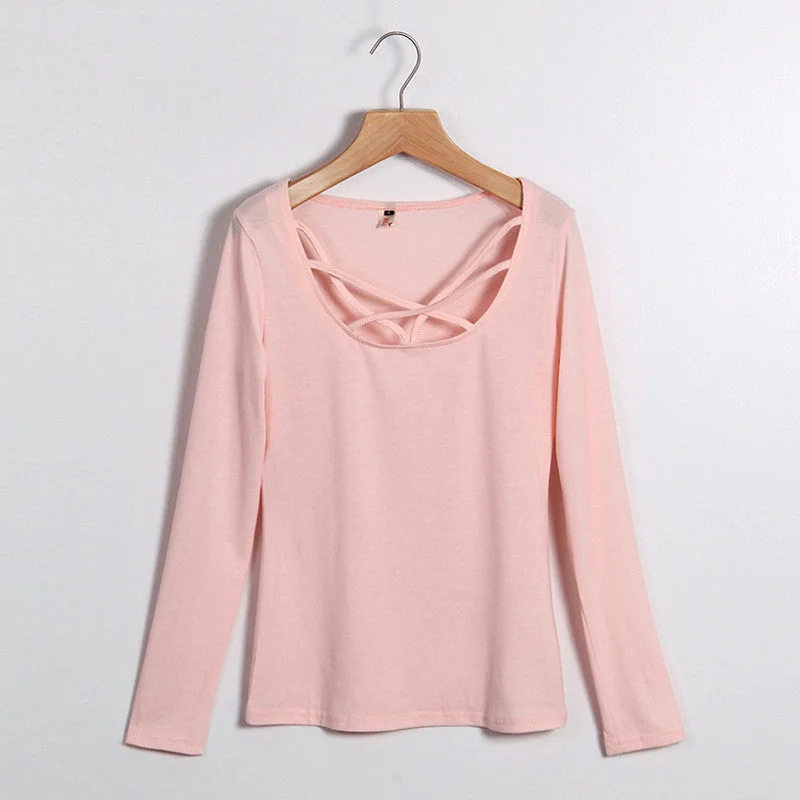 Bandage Style Pullover Women's Sweatshirt Asymmetrical Neck Pullover