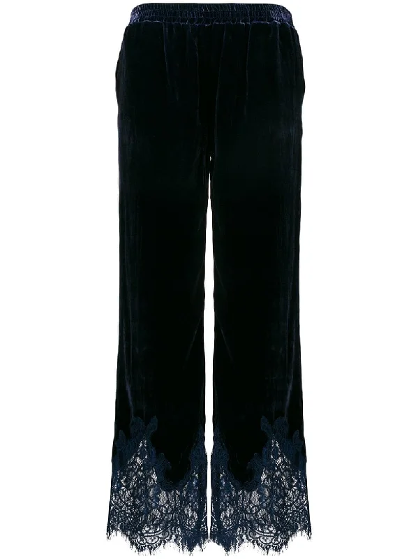 velvet lace trim trousers Trousers Ceremony Elegant