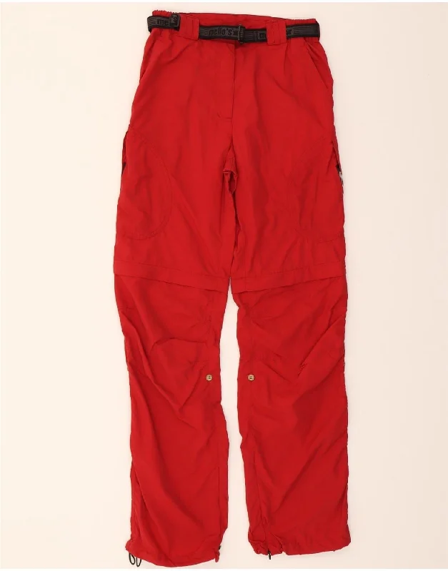 MELLO'S Womens Windbreaker Trousers UK 6 XS Red Polyamide Trousers versatile all-occasion