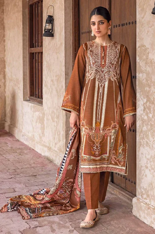 Gul Ahmed 3PC Embroidered Khaddar Unstitched Suit with Digital Printed Pashmina Shawl AP-32032 Warm Woolen Shawl Wrap