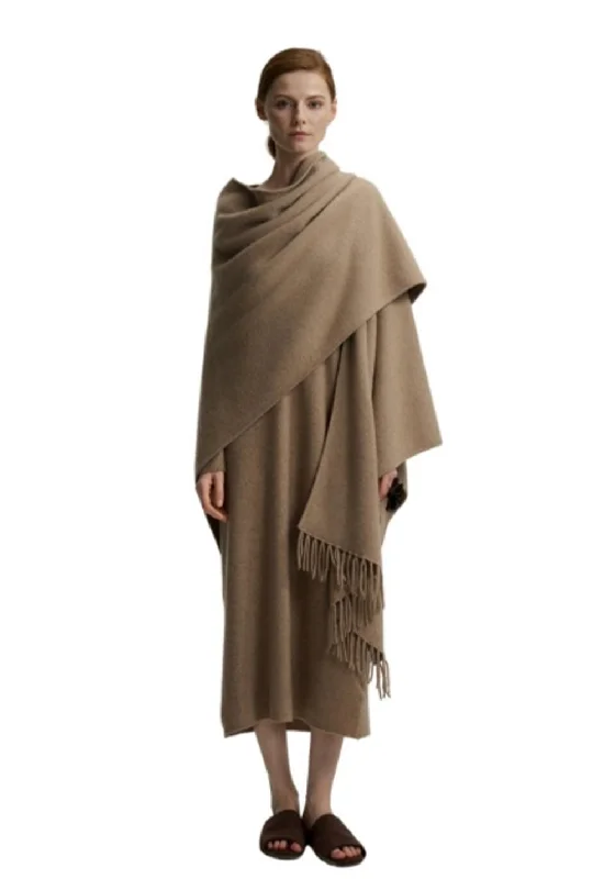 CASHMERE Cashmere Handmade Fringed Shawl -Flower Camel Lightweight Cotton Shawl