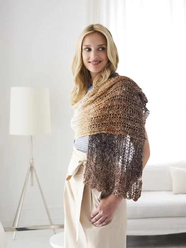 Breath of Glitter Shawl (Knit) - Version 2 Soft Cotton Shawl Cape