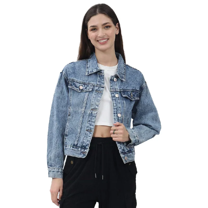 CHAMARRA PARA MUJER JACKET DENIM WITH FOIL FOREVER 21 Knit Jacket Woven Jacket Fleece Jacket