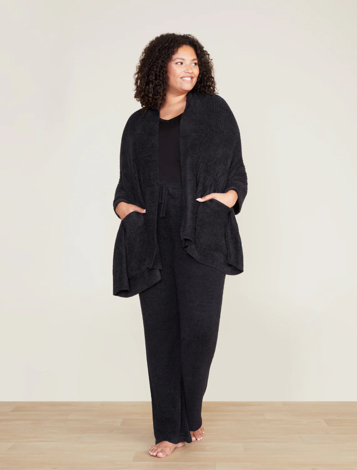 CozyChic Lite Travel Shawl - Black Casual Shawl with Fringes