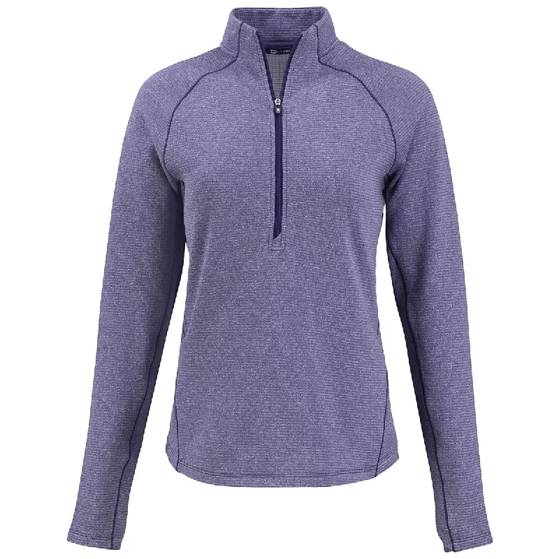 Cutter & Buck Women's College Purple Heather Peshastin Eco Recycled Half Zip Pullover Cap Sleeve Casual Cutter & Buck Women's College Purple Heather Peshastin Eco Recycled Half Zip Pullover Cap Sleeve Casual