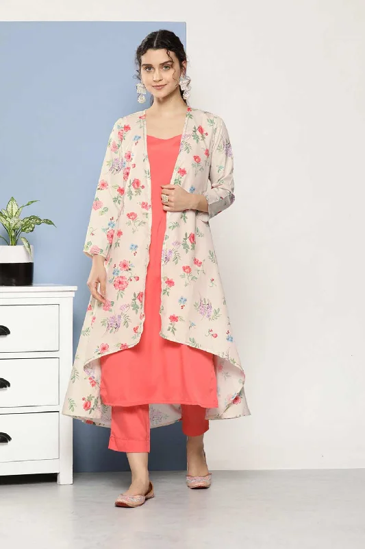 Pink Poly Crepe Solid Kurta Trousers Set Trousers Timeless Classic