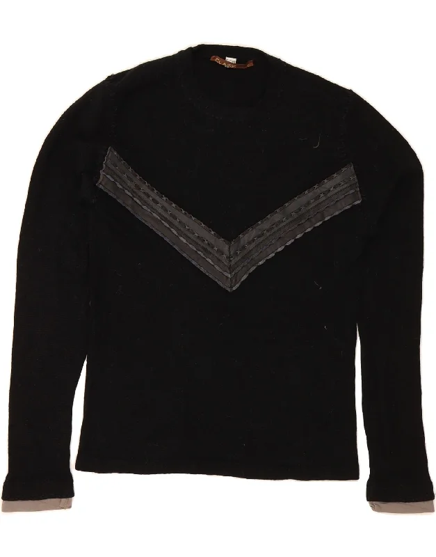 CLASS Womens Crew Neck Jumper Sweater IT 46 Large Black Patchwork Wool Rayon Fabric Velvet Fabric Corduroy Fabric CLASS Womens Crew Neck Jumper Sweater IT 46 Large Black Patchwork Wool Rayon Fabric Velvet Fabric Corduroy Fabric