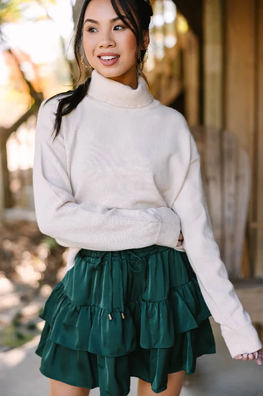 Feeling Your Best Natural White Turtleneck Sweater Front Pockets Side Pockets Patch Pockets Feeling Your Best Natural White Turtleneck Sweater Front Pockets Side Pockets Patch Pockets