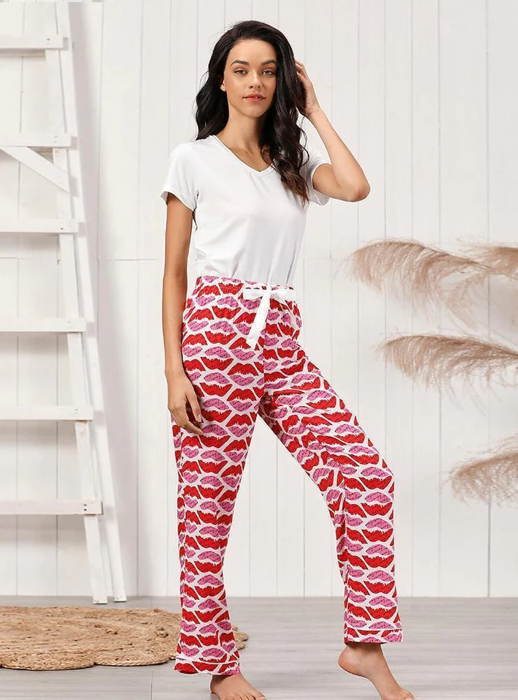 FASHION LONG-SLEEVED TROUSERS TWO-PIECE PAJAMAS Trousers stylish elegant