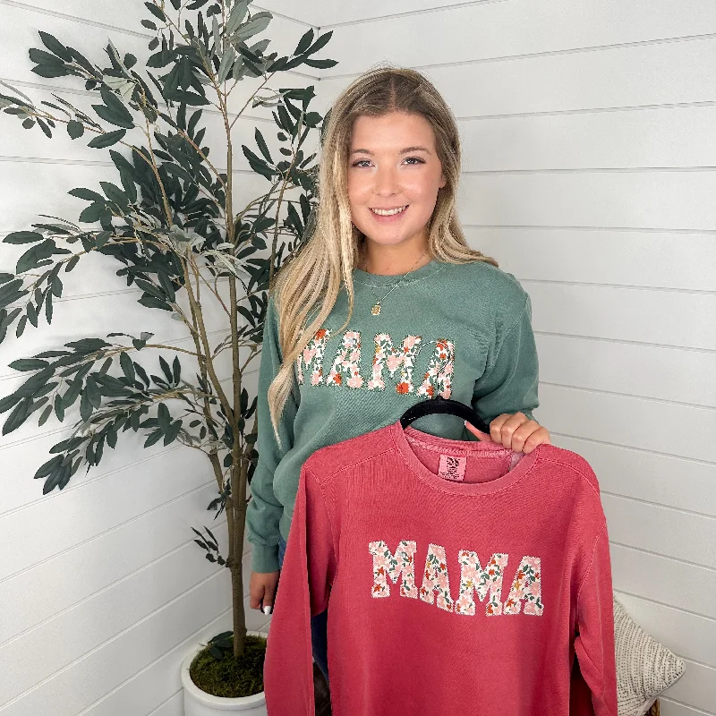 Proud to Be Mama Cotton Blend Long Sleeve Avery Mae Graphic Crewneck Sweatshirt - 2 colors! Hoodie with Distressed Vintage Worn