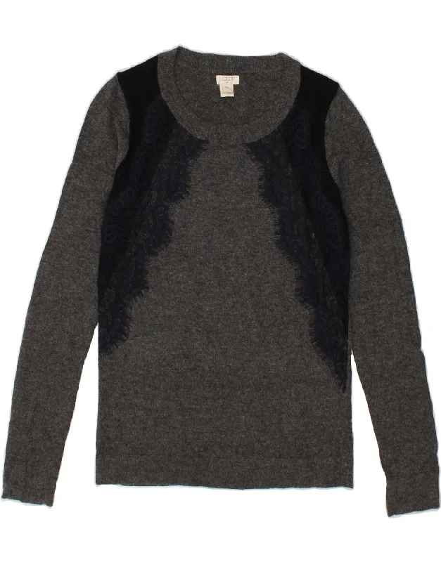 J. CREW Womens Boat Neck Jumper Sweater UK 2 2XS Grey Colourblock Viscose Velvet Chenille Corduroy J. CREW Womens Boat Neck Jumper Sweater UK 2 2XS Grey Colourblock Viscose Velvet Chenille Corduroy