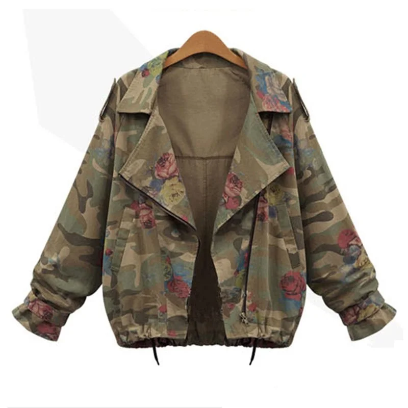 Sisjuly Autumn Spring 2020 Women Camo Jacket  Military Fashion Camouflage Windbreaker Short Coat Harujuku High Street Outwear Lace Jacket Ribbed Jacket Sequined Jacket