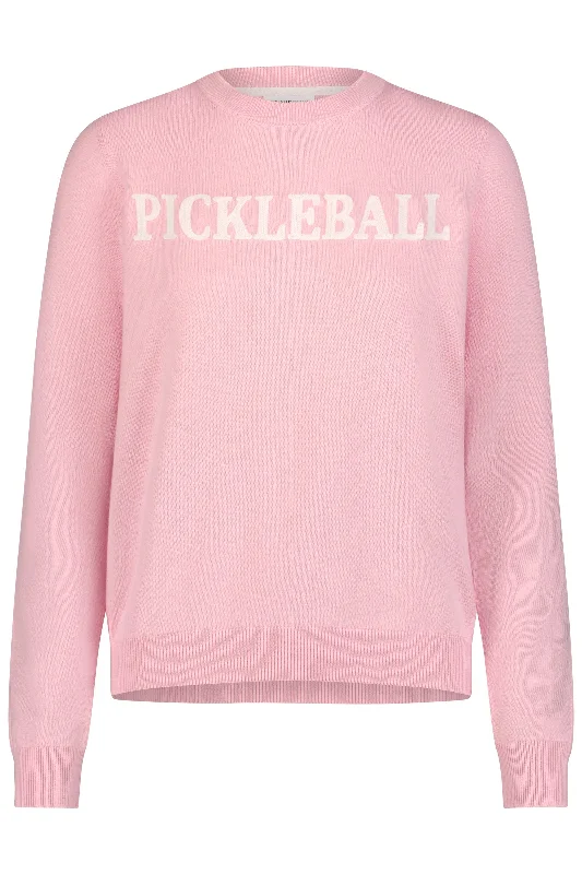 COTTON CASHMERE PICKLEBALL PINK SWEATER Graphic Sweater Embroidered Appliqued