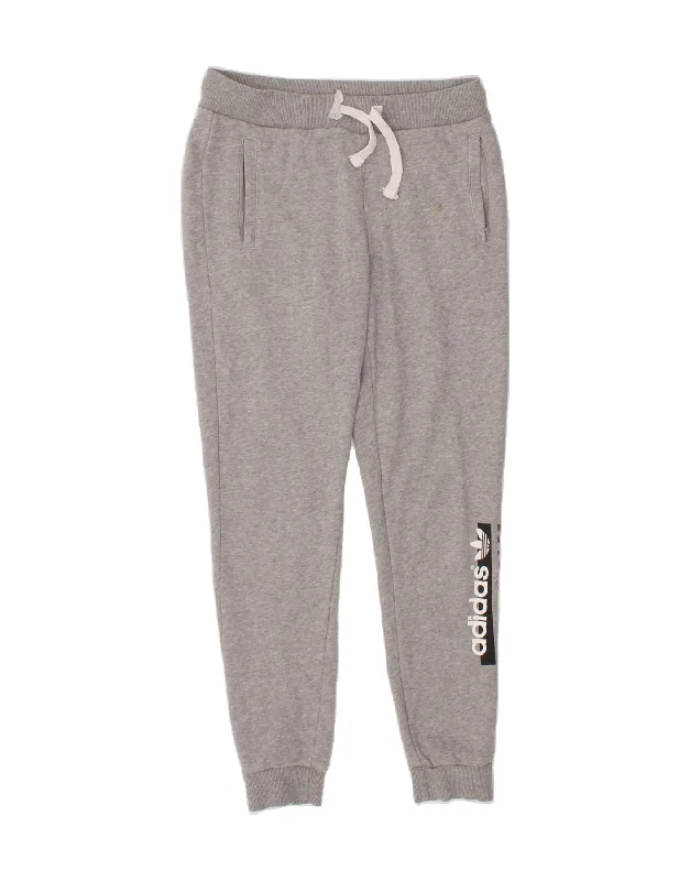 ADIDAS Womens Graphic Tracksuit Trousers Joggers UK 12 Medium Grey Cotton Trousers Versatile Stylish