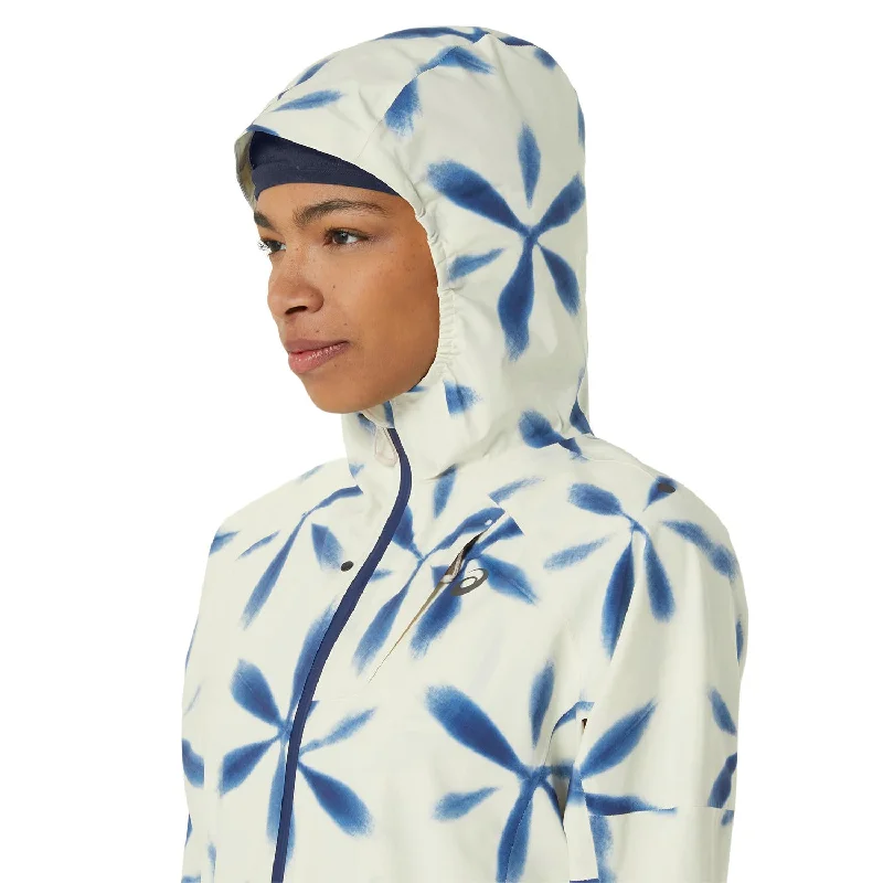 Asics Metarun Shibori Waterproof Jacket Women's - Birch/Blue Expanse Fleece Fabric Down Fabric Feather Fabric