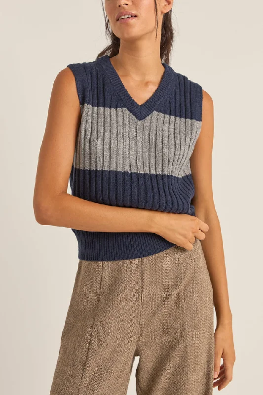 Rhythm Gatwick Sweater Vest - NAVY Velvet Chenille Corduroy