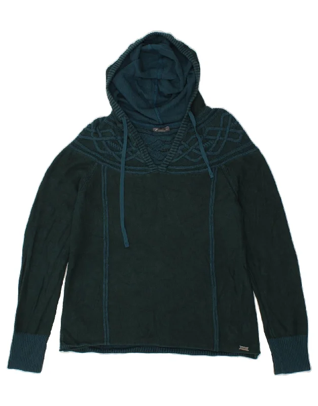 EDDIE BAUER Womens Hooded V-Neck Jumper Sweater UK 16 Large Green Cotton Elegant Classic Vintage EDDIE BAUER Womens Hooded V-Neck Jumper Sweater UK 16 Large Green Cotton Elegant Classic Vintage