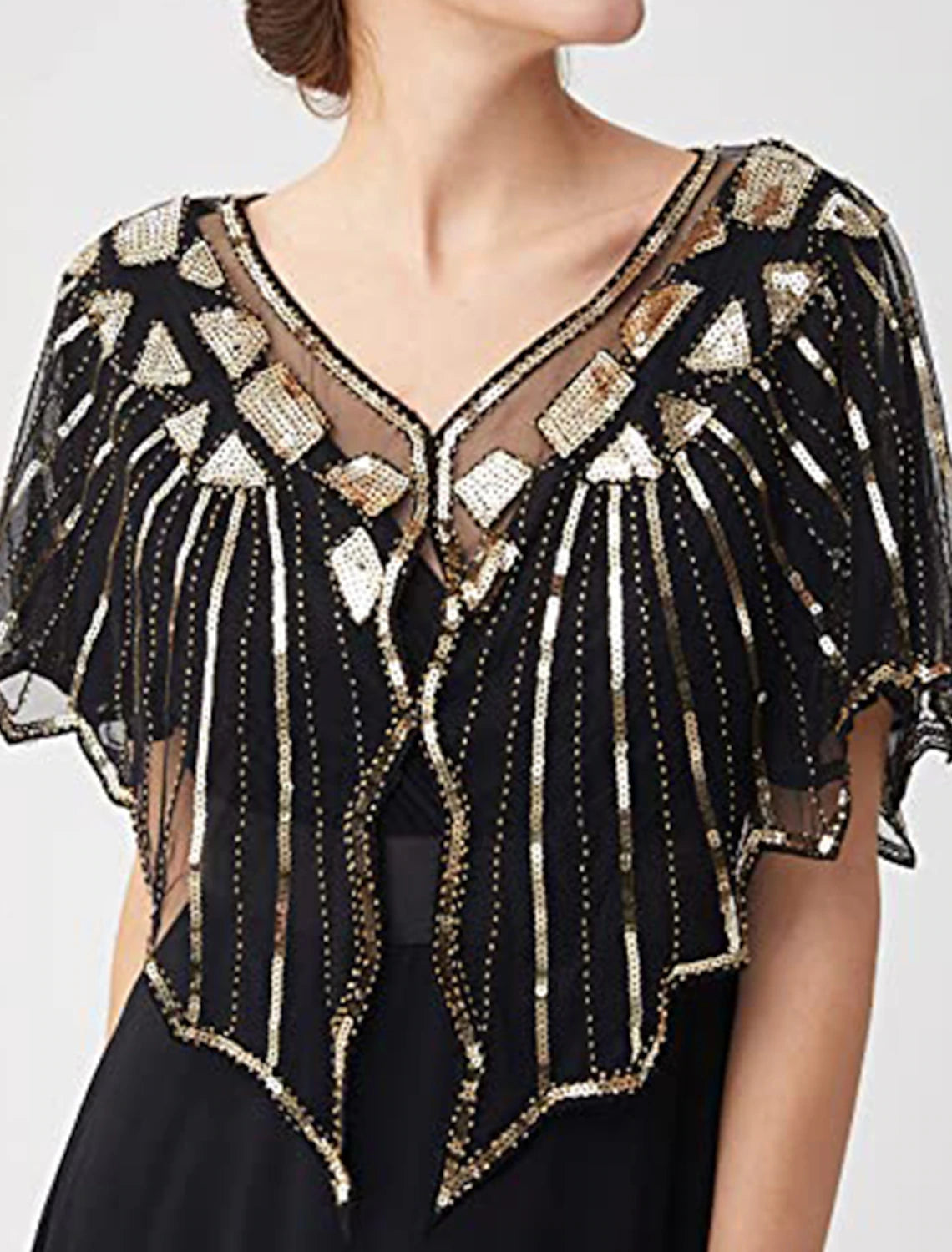 1920s Shawl Wraps Sequin Beaded Evening Cape Shawl Stylish Long Shawl Wrap