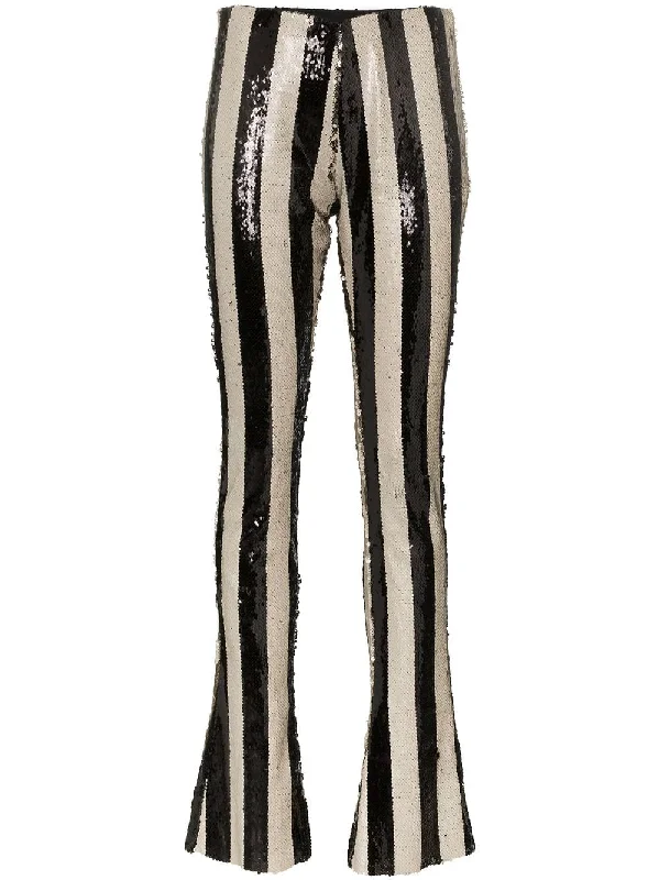 stripe embellished sequin trousers Trousers Prom Sequined