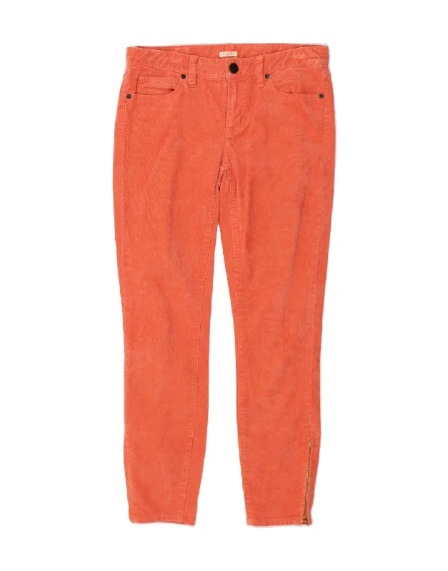 J. CREW Womens Toothpick Skinny Corduroy Trousers W27 L27 Orange Cotton Trousers Denim Distressed