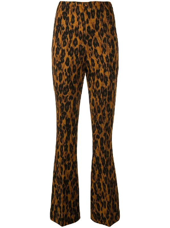 leopard flared trousers Trousers Office Stylish