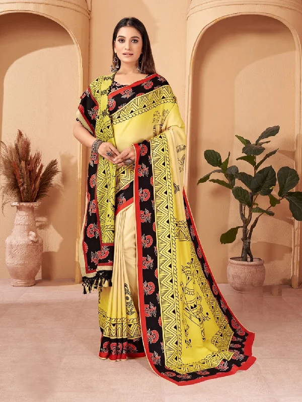 Sonakshi Women's Multicolor Digital Printed Pashmina Saree with Shawl Stylish Oversized Wool Shawl