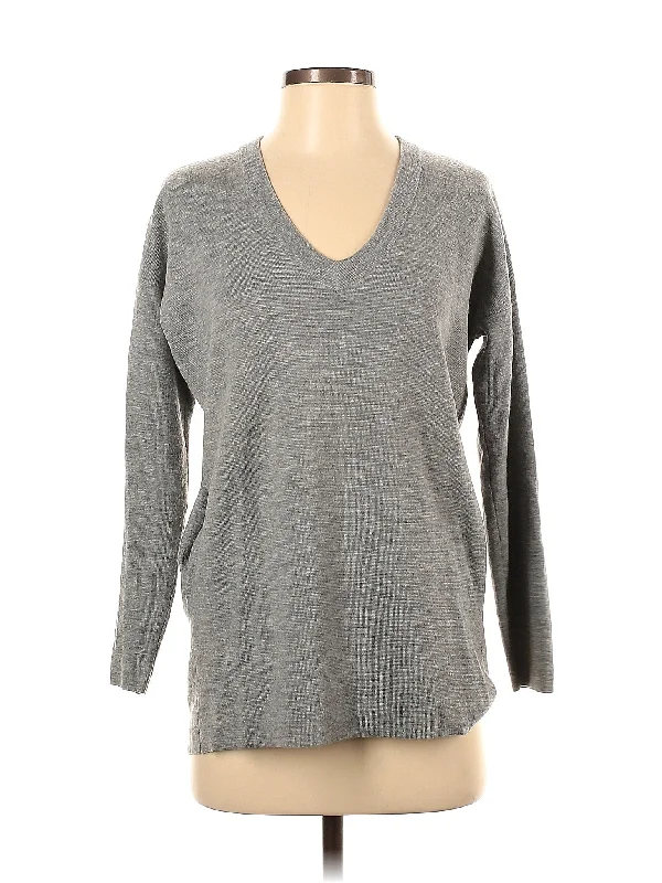 Wool Pullover Sweater Asymmetrical Neck Pullover