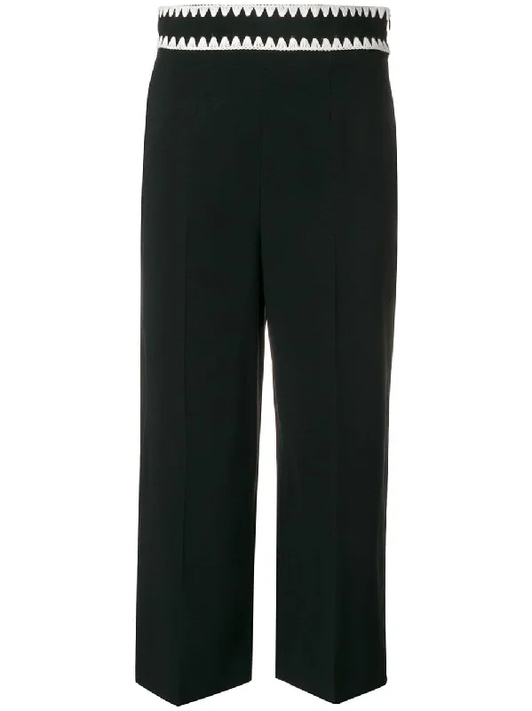 embroidered waistband cropped trousers Trousers versatile all-occasion