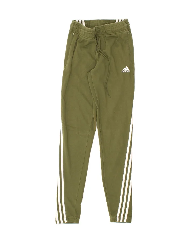 ADIDAS Womens Tracksuit Trousers UK 4 XS Green Cotton Trousers Occasion Special