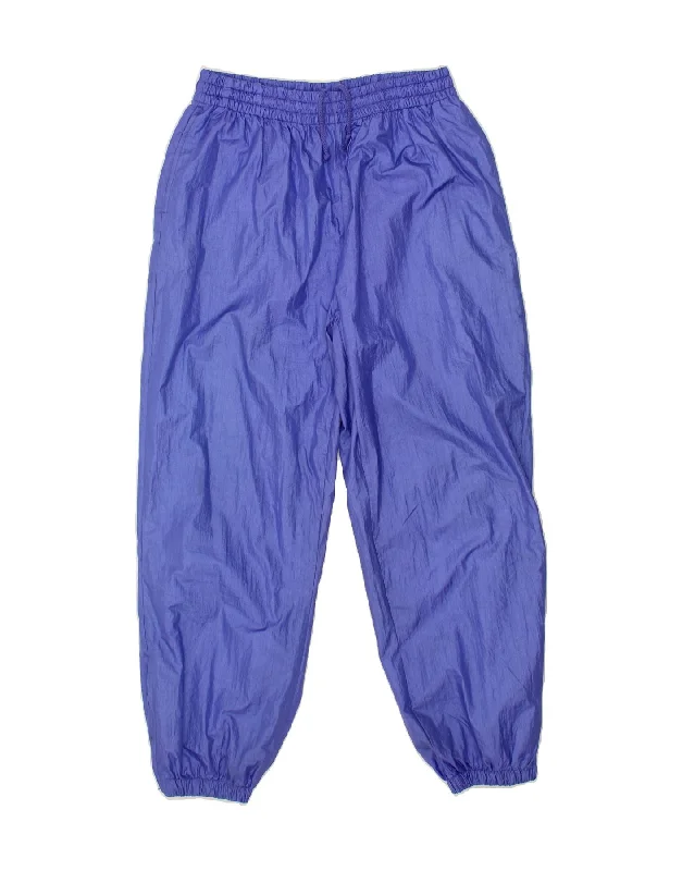 VINTAGE Womens Tracksuit Trousers Joggers IT 42/44 Medium  Blue Polyester Trousers Lace Delicate