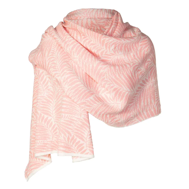 Newgrange Fern Shawl- Pink Soft Cotton Shawl Poncho