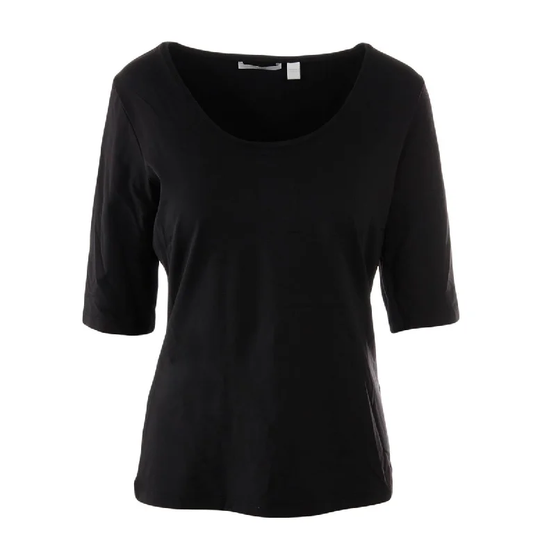 Womens Matte Jersey Elbow Sleeves Pullover Top Long Sleeve Pullover