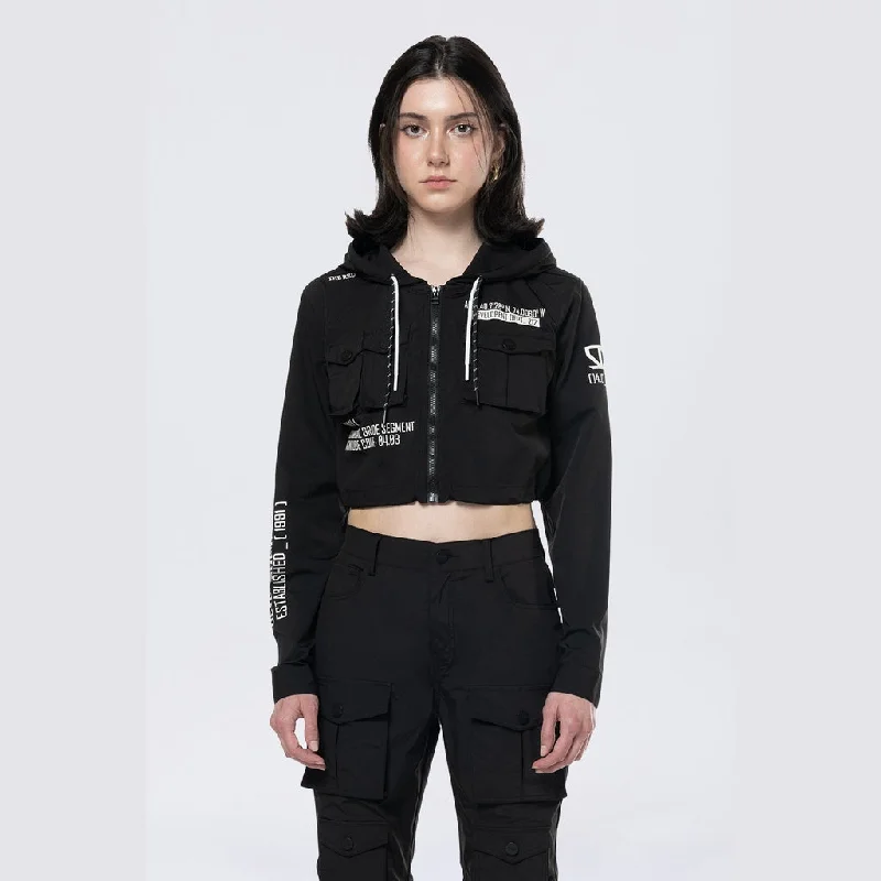 Hooded Utility Full Zip Jacket - Black Striped Jacket Polka Dot Jacket Floral Jacket Hooded Utility Full Zip Jacket - Black Striped Jacket Polka Dot Jacket Floral Jacket