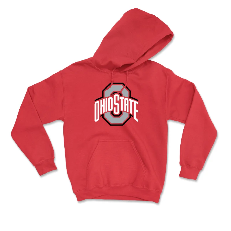 Red Women's Lacrosse Team Hoodie - Chelsea Debevec Hoodie with Hem Raw Edge Edgy Unfinished