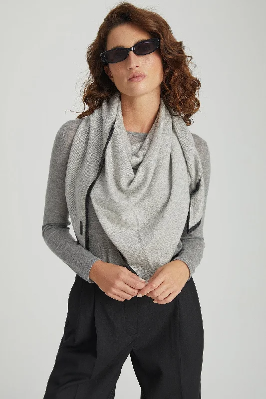Grey Cashmere Triangle Shawl 73x160x73 cm Trendy Chunky Knit Shawl