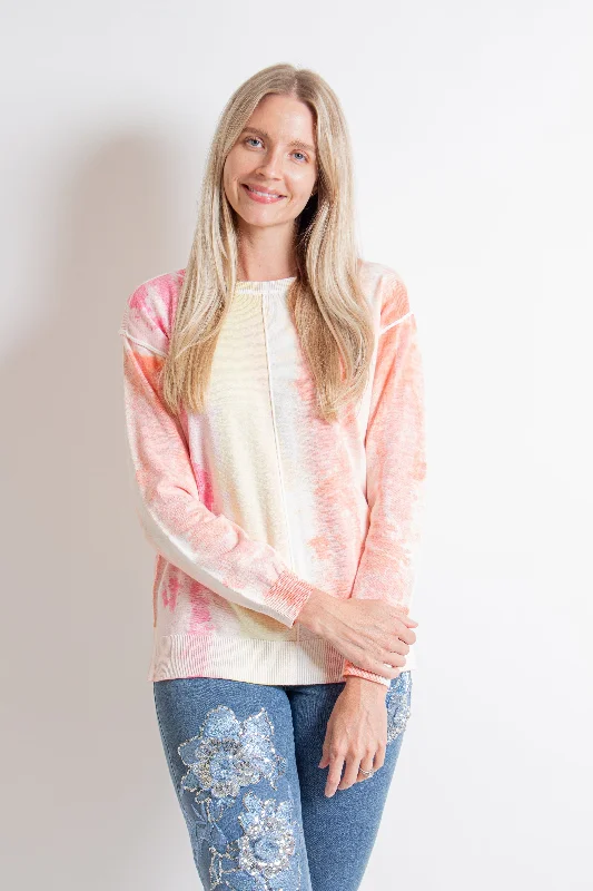Pink Reversed Tie Dye Sweater Terry Blend Velvet Blend Canvas Blend