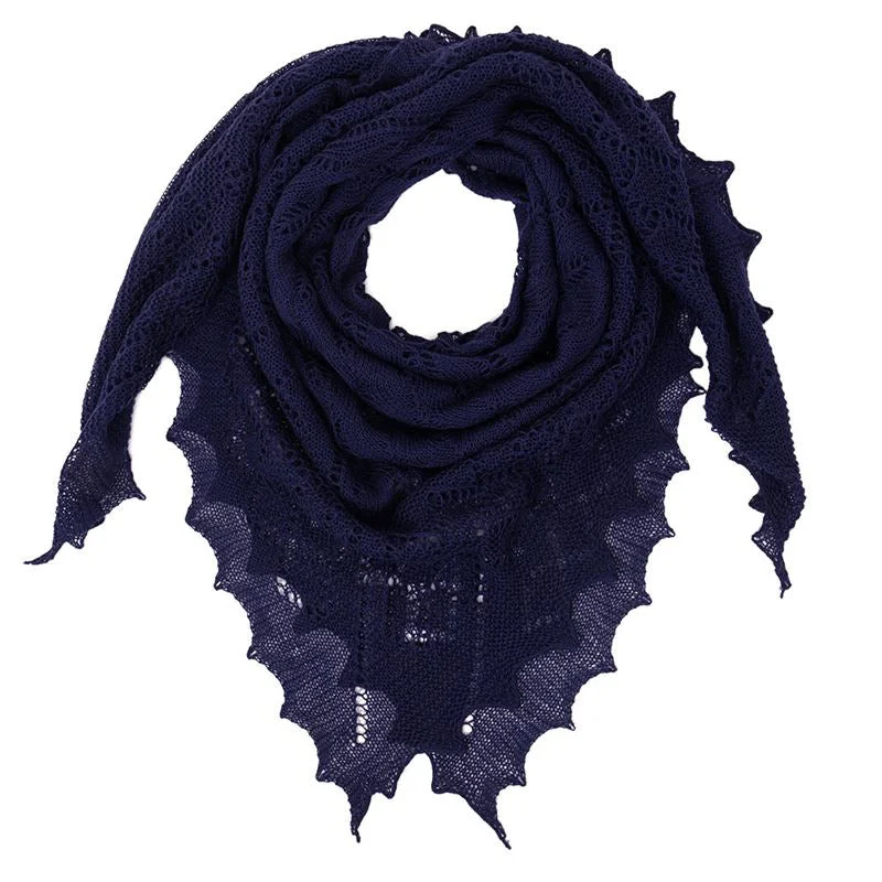 G.H.Hurt & Son Classic Shetland Style Merino Wool Shawl - Navy Comfortable Silk Shawl