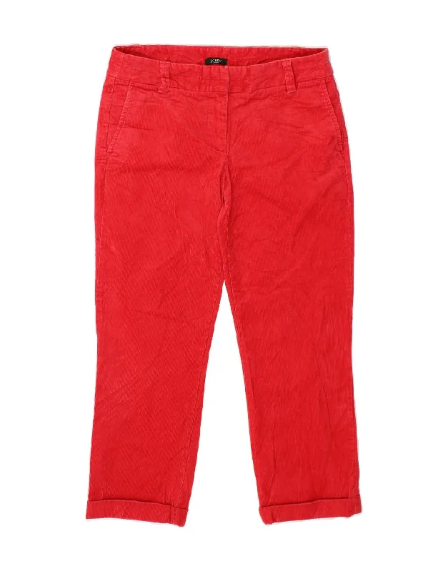 J. CREW Womens Corduroy Cropped Trousers US 4 Small W30 L25 Red Cotton Trousers Summer Linen