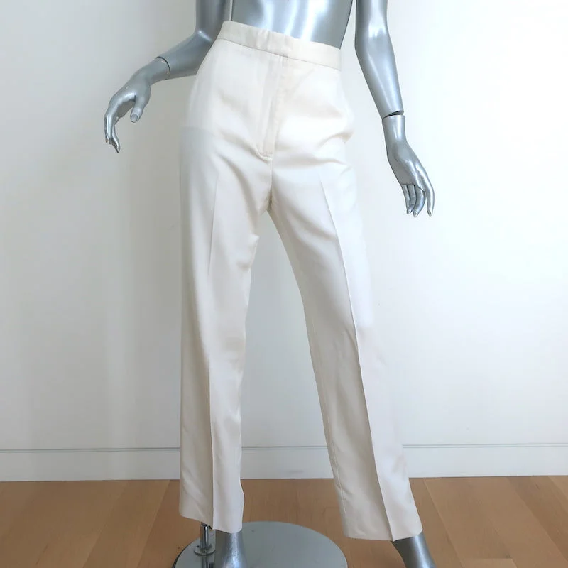 Stella McCartney High Waisted Trousers Cream Size 38 Straight Leg Pants Trousers Bridal Satin