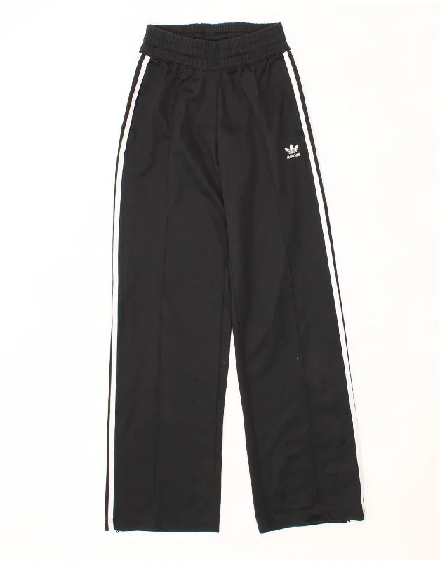 ADIDAS Womens Tracksuit Trousers UK 6 XS  Black Cotton Trousers sophisticated sleek