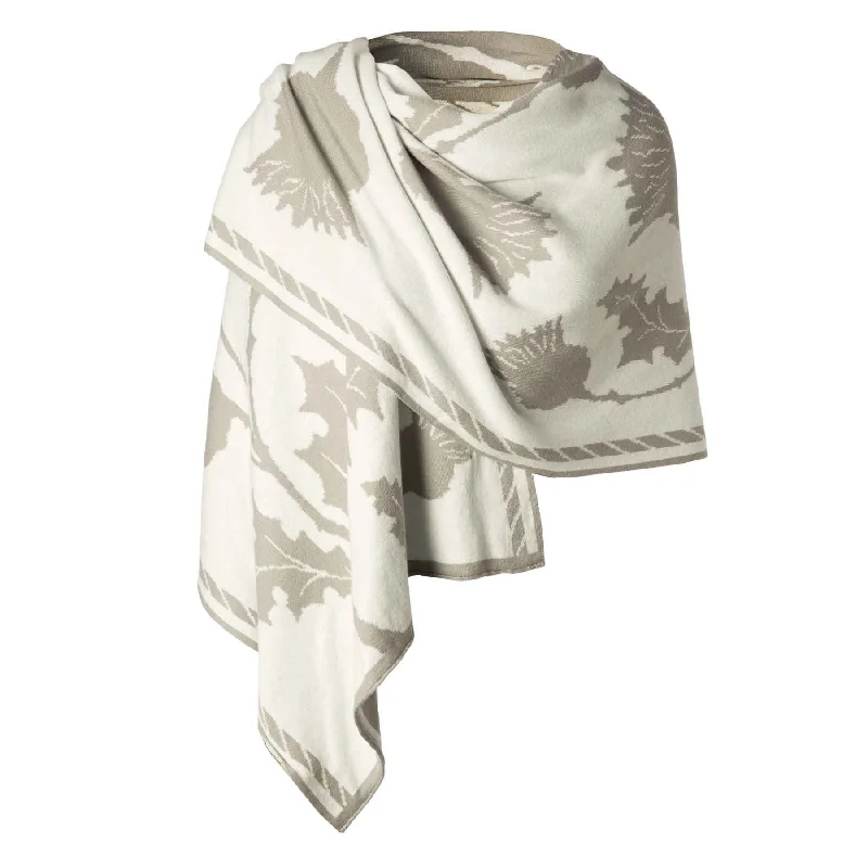 Thistle Shawl- Grey Trendy Embroidered Shawl Wrap