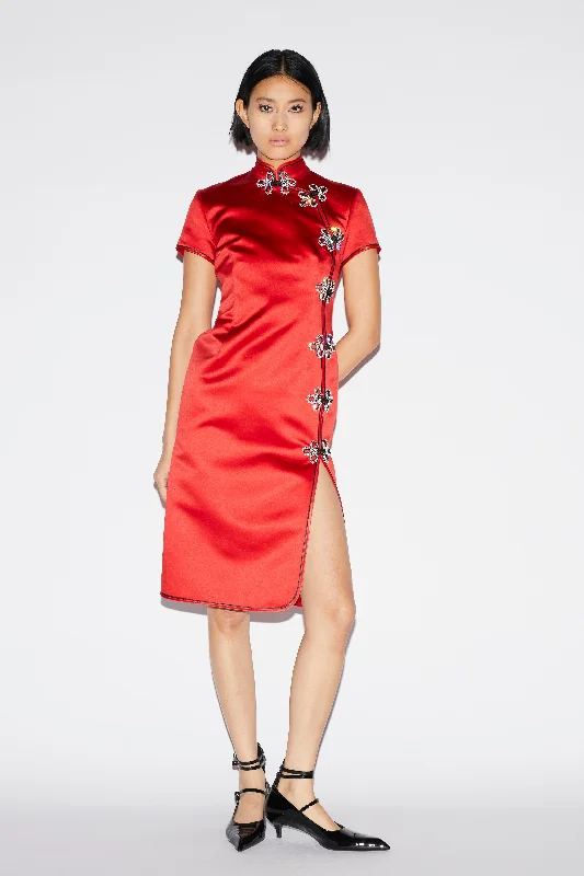 MANON DRESS RED SATIN