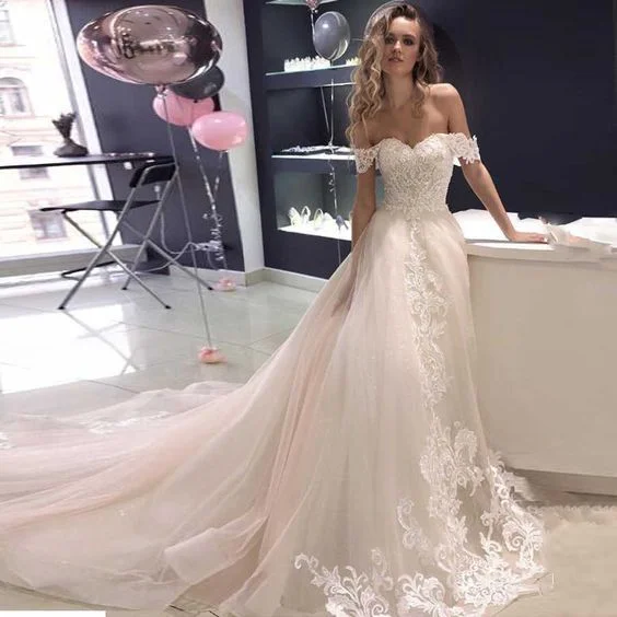 Off the shoulder applique women dresses,tulle lace sweetheart prom dress    cg17281
