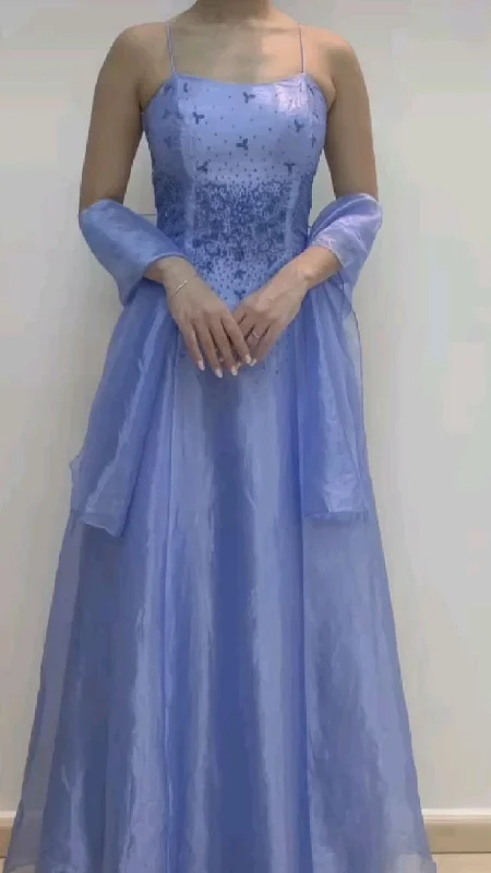 Charming Straps Lilac Organza Party Evening Dress A Line Prom Dress cc2147