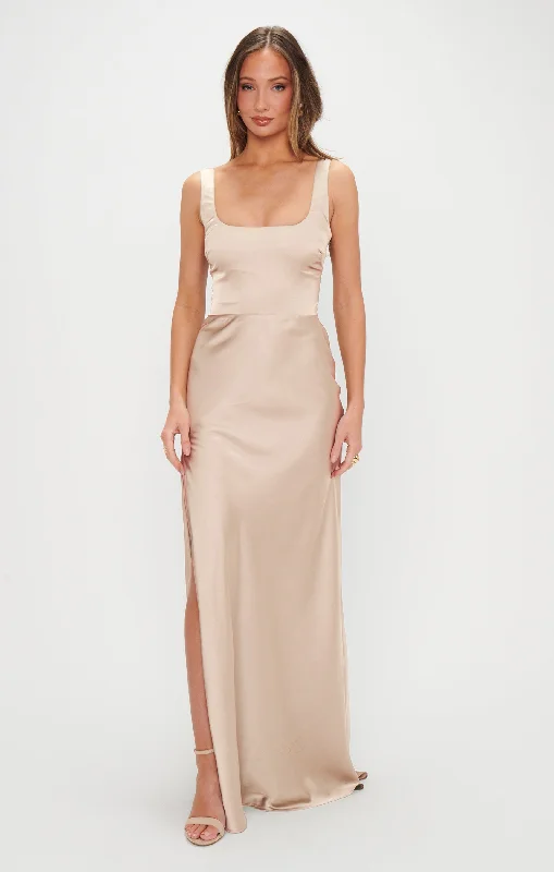 Lana Maxi Dress ~ Champagne Luxe Satin