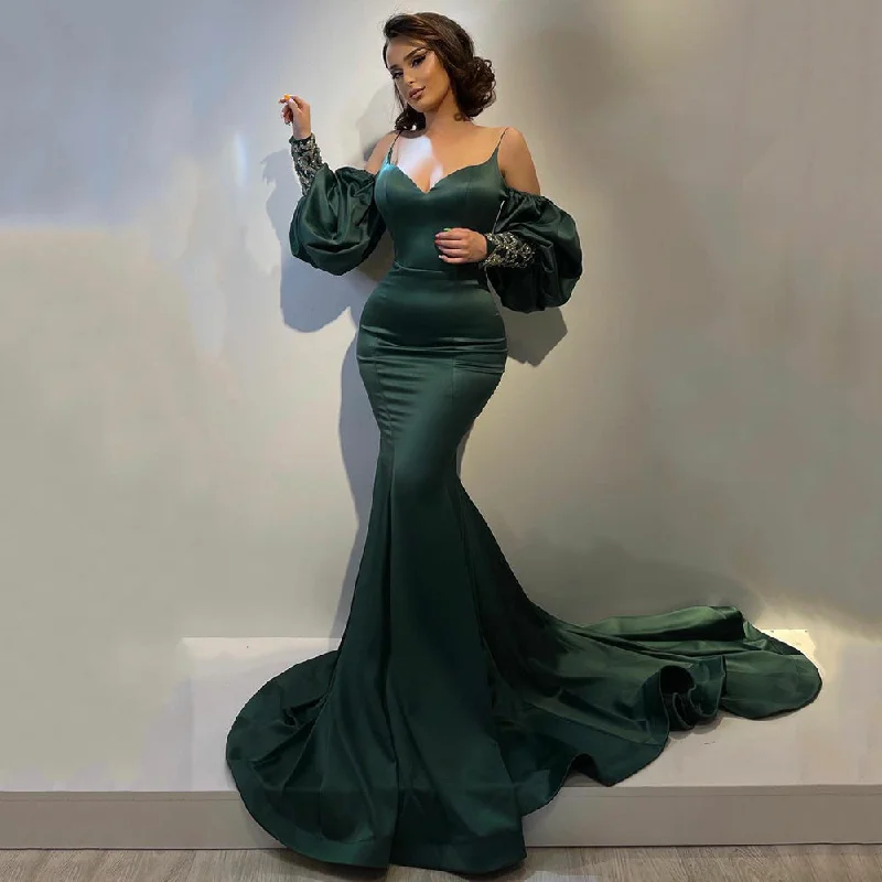 Elegant Hunter Green Satin Mermaid Prom Dress Sexy Sweetheart Spaghetti Straps Evening Gowns,ED5806 Elegant Hunter Green Satin Mermaid Prom Dress Sexy Sweetheart Spaghetti Straps Evening Gowns,ED5806
