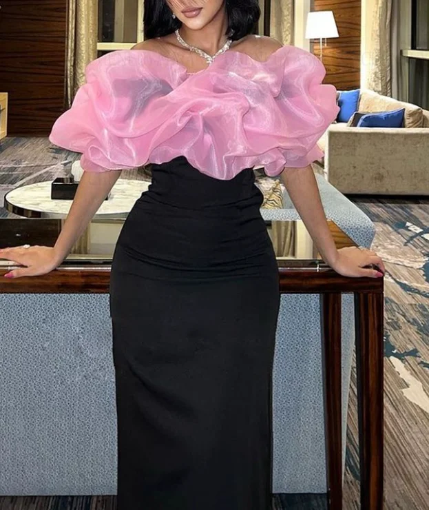 Classy Off Shoulder Sheath Long Prom Dress Black Party Evening Gown cc2170