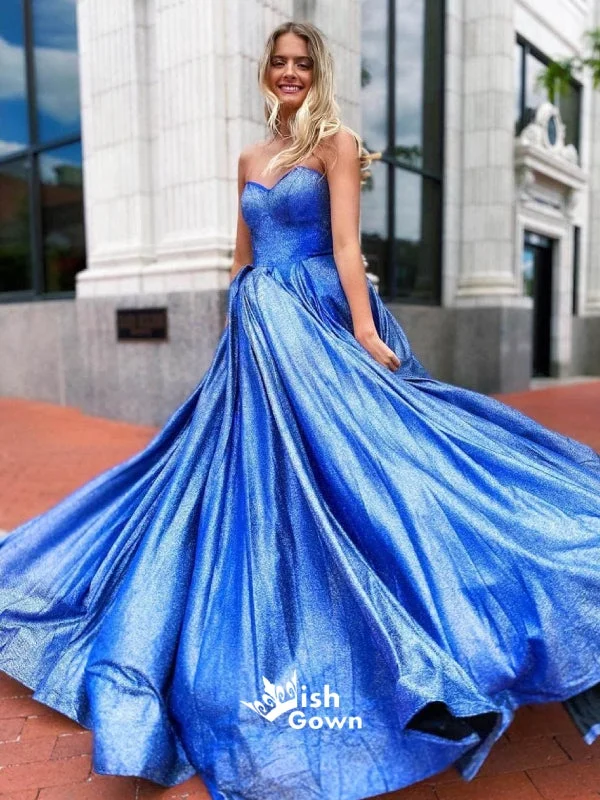 Blue Sparkly Sweetheart Criss Cross Backless A-line Evening Gowns Prom Dresses, WGP178 Blue Sparkly Sweetheart Criss Cross Backless A-line Evening Gowns Prom Dresses, WGP178